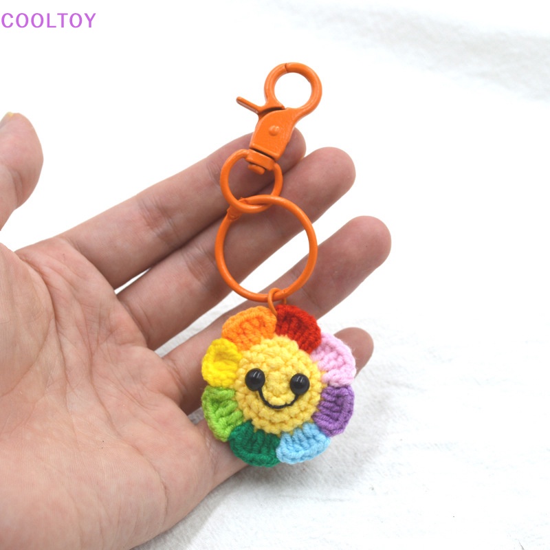 Cooltoy Móc Chìa Khóa Xe Hơi / Túi Xách Hình Hoa Hướng Dương Mặt Cười Mặt Cười Đan Móc Thủ Công Dễ Thương