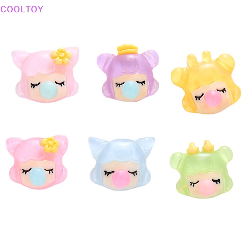 Set 5 Phụ Kiện Đầu Cô Gái Thổi Bong Bóng Trong Suốt DIY Bằng Nhựa Resin