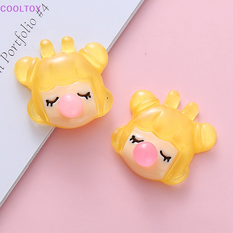 Set 5 Phụ Kiện Đầu Cô Gái Thổi Bong Bóng Trong Suốt DIY Bằng Nhựa Resin