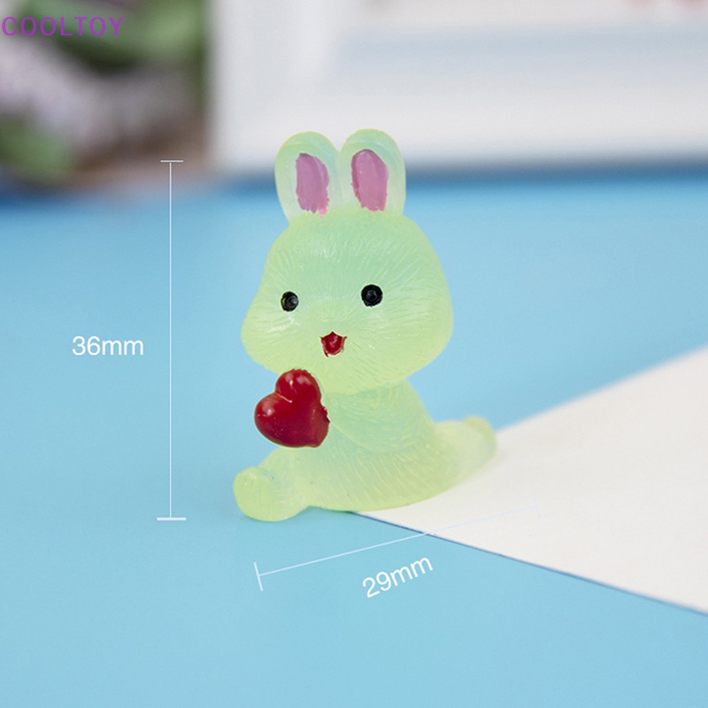 Cooltoy Bộ 4 Tượng Thỏ Mini Bằng Nhựa Resin Dạ Quang Phát Sáng Trong Đêm Trang Trí Tiểu C