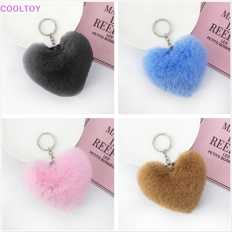 Cooltoy Móc Khóa Lông Thỏ Giả Hình Trái Tim Đáng Yêu Thời Trang Cho Nữ