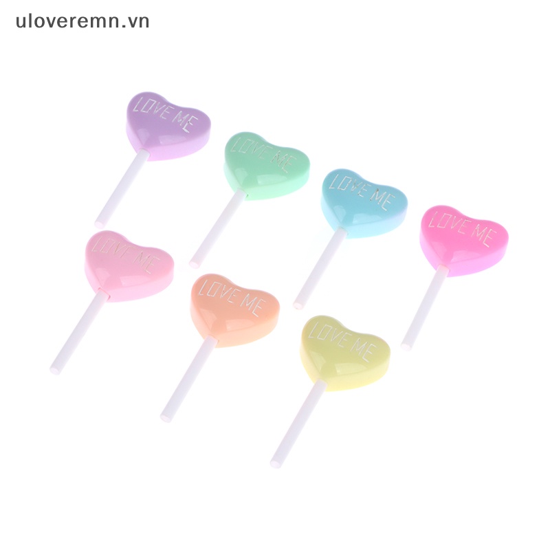 Set 10 Kẹo Mút Trái Tim Giả Bằng Resin Trang Trí Ốp Điện Thoại DIY