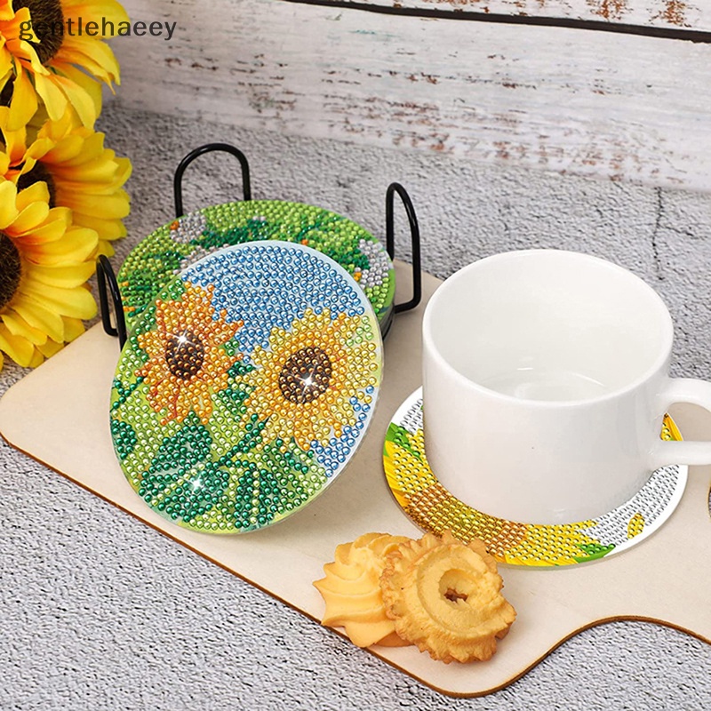 Bộ 6 / 8 Đế Lót Ly Hình Kim Cương Kèm Giá Đỡ Tiện Dụng DIY