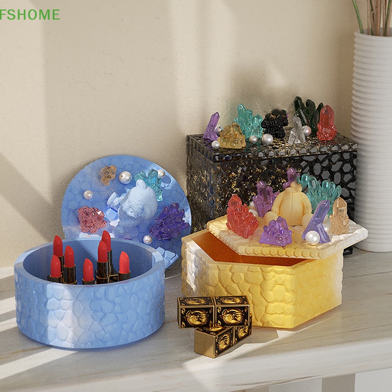Fshome Khuôn Silicon Hình Tròn Làm Hộp Đựng Nhựa Resin Thủ Công Mỹ Nghệ DIY Mới