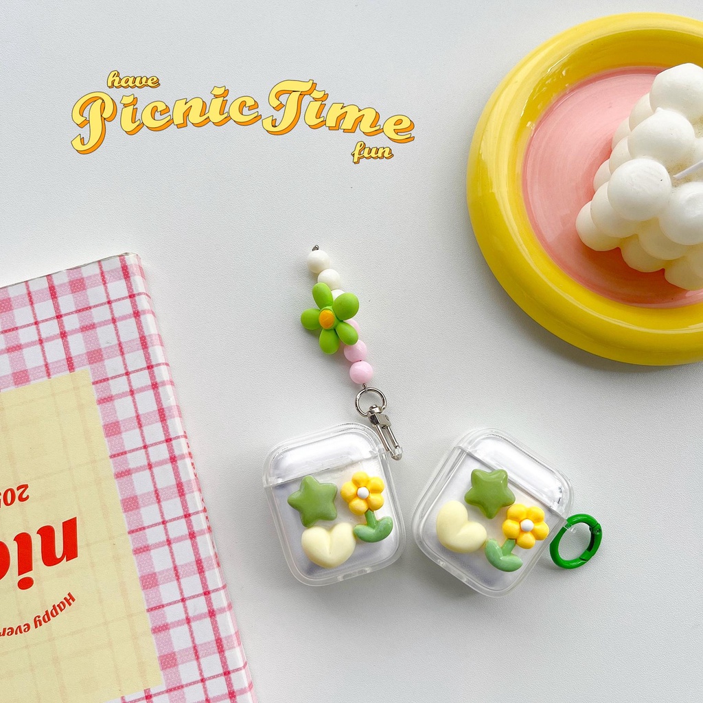 Vỏ Bảo Vệ Hộp Sạc Tai Nghe Bluetooth Không Dây AirPods 1 2 Gen3 Pro2 2022 Bằng tpu Mềm Trong Suốt Họa Tiết Hoa Ngôi Sao Vàng Đơn Giản