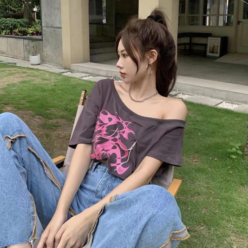 IELGY    Áo Thun Ngắn Tay In Họa Tiết Thời Trang Dành Cho Nữ
