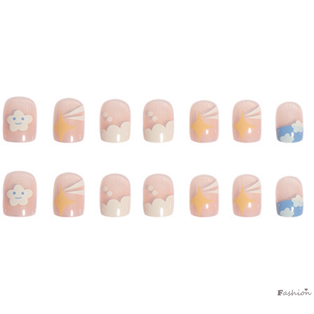 Móng Tay Giả Hình Đám Mây Và Ngôi Sao Màu Hồng Thoải Mái Tự Nhiên