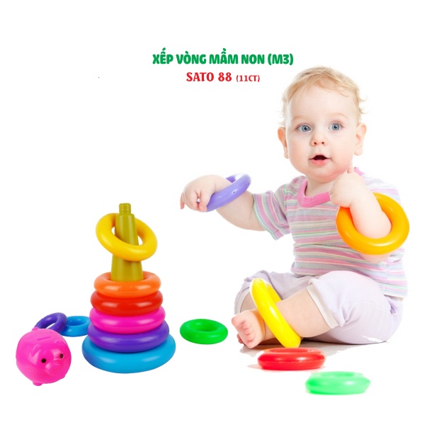 Đồ Chơi Xếp Vòng Mầm Non 11 Chi tiết Sato Cho Bé Từ 6 Tháng