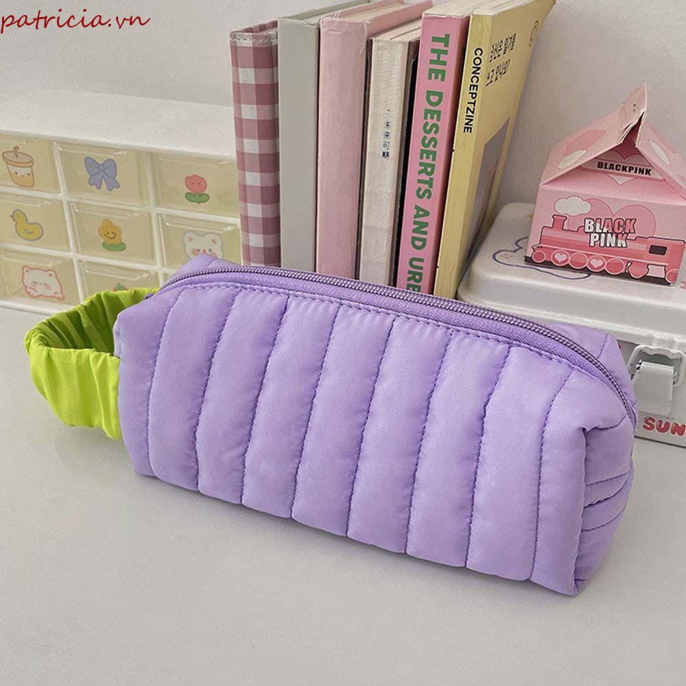 Túi Đựng Bút Màu Trơn Sức Chứa Lớn Có Dây Đeo Cổ Tay Thời Trang Đơn Giản