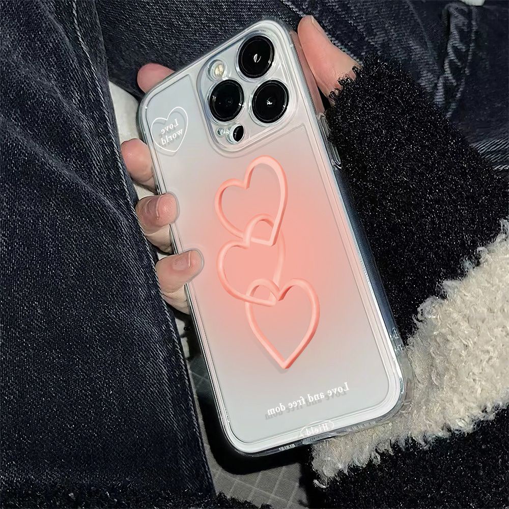 ✅Ốp Điện Thoại Dẻo Họa Tiết Trái Tim 6In Chống Sốc Kèm Giá Đỡ Nhẫn Cho iPhone12plus14pro 7813max 6Inz