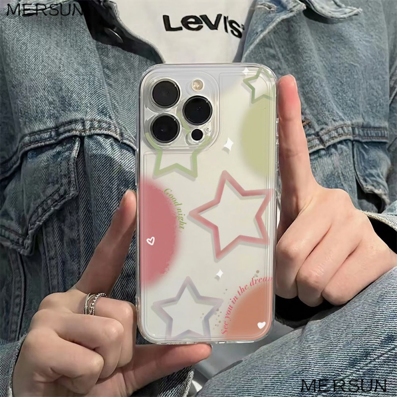 ✅Ốp Điện Thoại Dẻo Họa Tiết Ngôi Sao Năm Cánh Đơn Giản Chống Rơi Cho iPhone12plus 6Inmax14Pro 4W99 1178 13