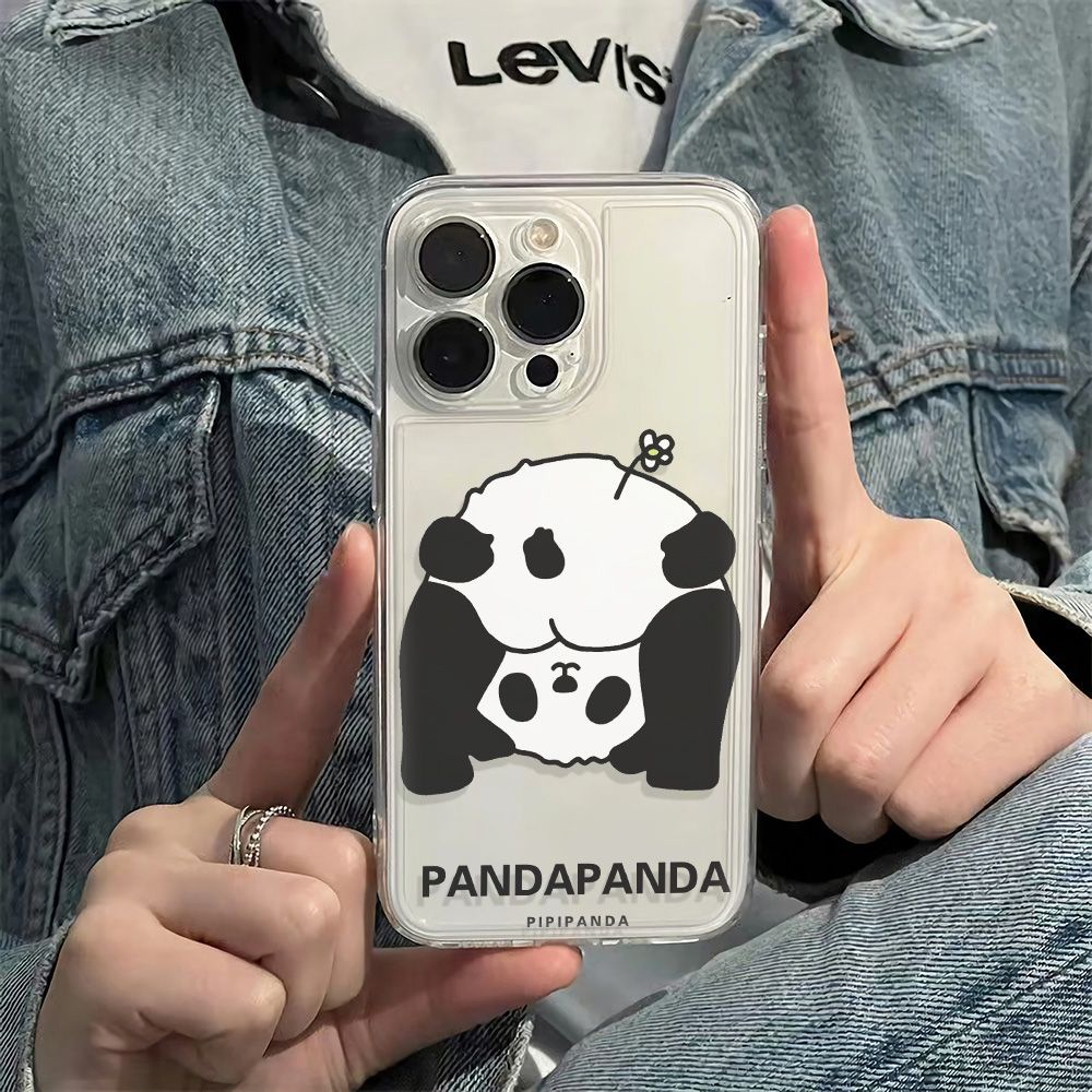 ✅Ốp Điện Thoại Mềm Chống Sốc 6In Hình Gấu Trúc Và Hoa Đơn Giản Cho iPhone1214pro13 max1178plus C4SE