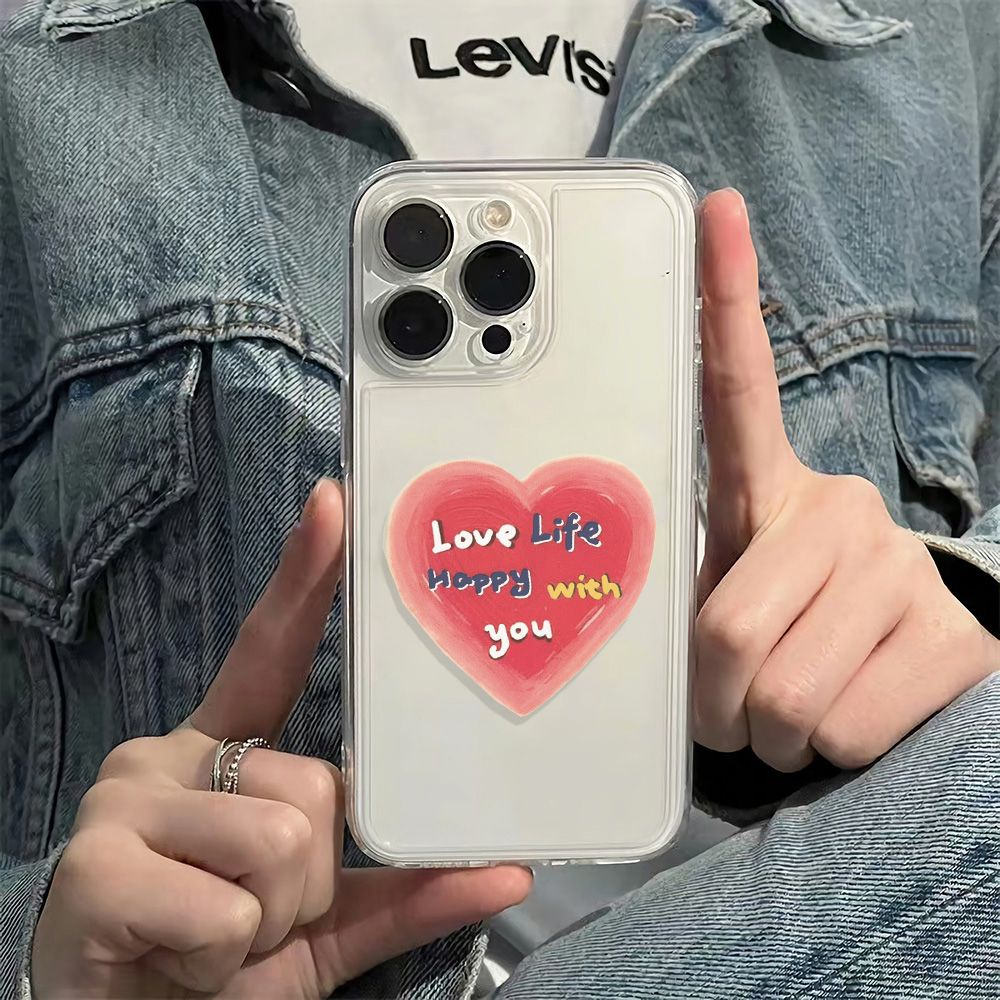 ✅Ốp Điện Thoại Mềm Chống Sốc Họa Tiết Trái Tim 78 plus 13 Phong Cách Đơn Giản Cho Iphone 1214Pro Max116In