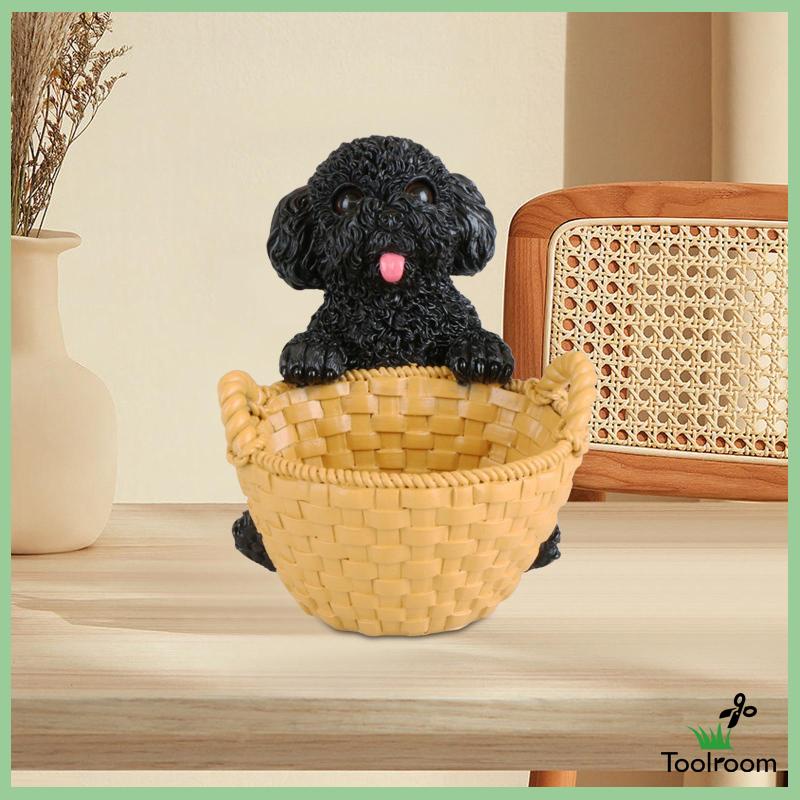 Tượng Cún Con Có Giỏ Đựng Đồ Trang Trí Cho Nhà Hàng / Văn Phòng