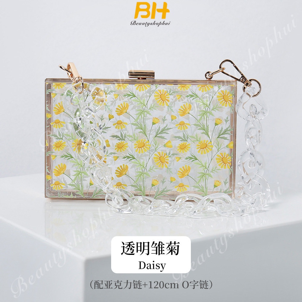 Túi Đeo Chéo Trong Suốt In Họa Tiết Hoa Cúc Nhí Xinh Xắn Thời Trang Cho Nữ