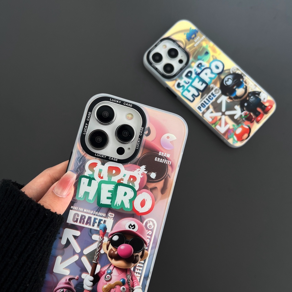 Ốp Điện Thoại TPU Dẻo Trong Suốt Họa Tiết Hoạt Hình Mario Hai Mặt Chống Sốc Cho iPhone 14 13 12 11 Pro Max
