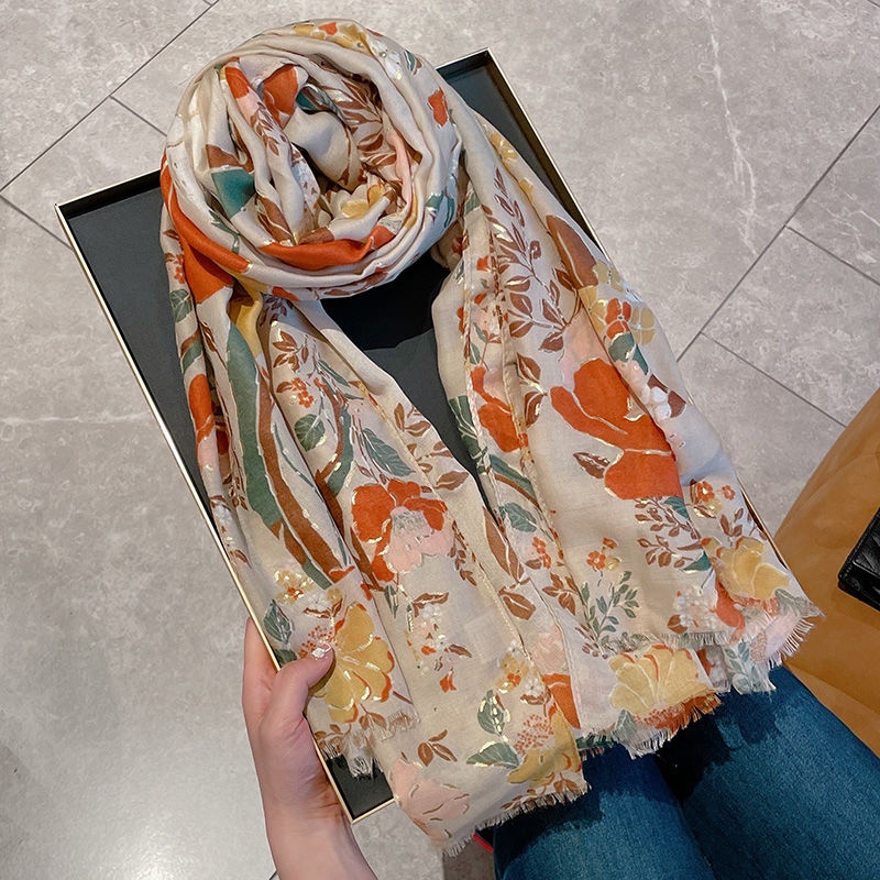 Khăn Choàng Vải Lanh Cotton Mỏng Cao Cấp Thời Trang Xuân Thu Cho Nữ
