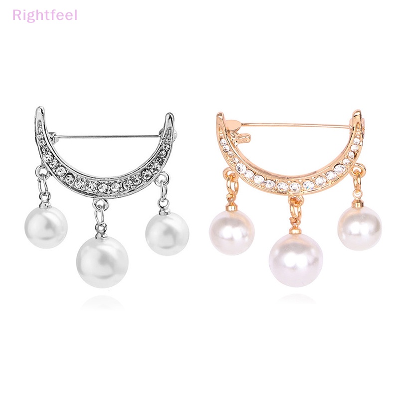 Ghim Cài Áo Hình Mặt Trăng Đính Ngọc Trai Nhân Tạo Thời Trang Mới