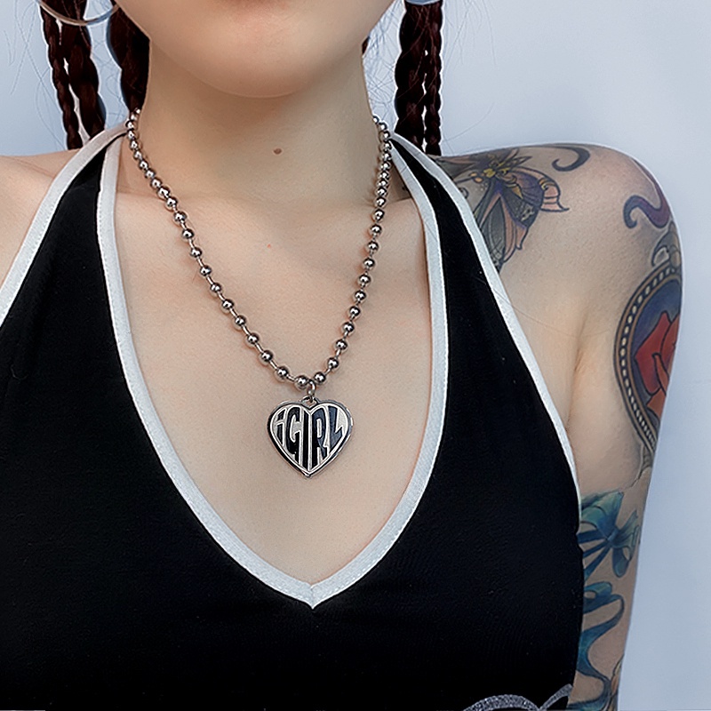 Vòng cổ Mặt Trái Tim Phong Cách Hip Hop