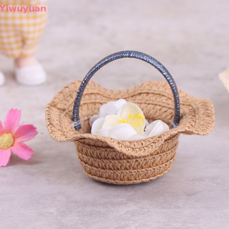 < Yiwuyuan > Giỏ Hoa Dệt Tay Mini Dễ Thương Đựng Thực Phẩm Rau Củ Nhà Búp Bê Mới