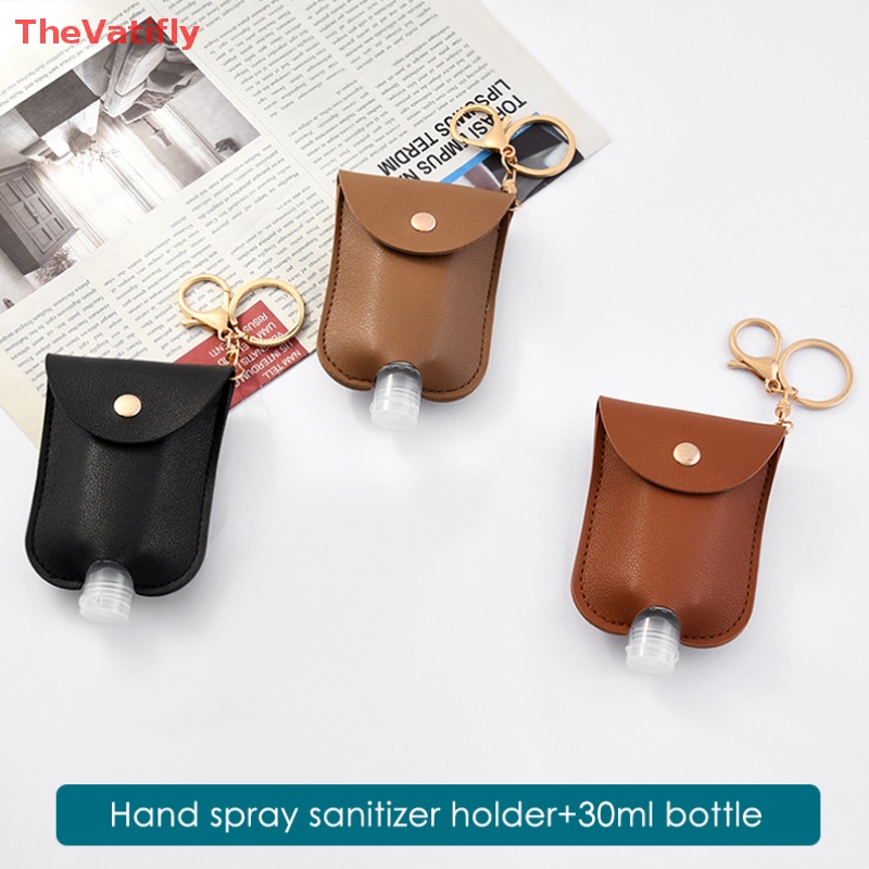 [Thevalifly] Chai Đựng Nước Rửa Tay Khử Trùng Bằng Da Có Móc Khóa Có Thể Nạp Lại