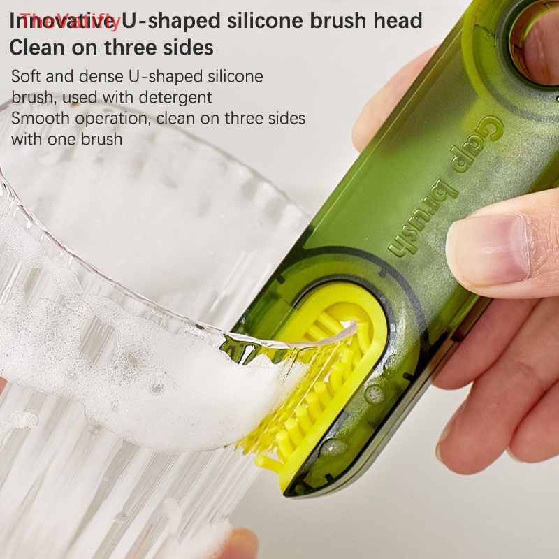 [Thevaly] Bàn Chải Khe Hở Mini 360 3 Trong 1° Bàn Chải Vệ Sinh Bình Nước Có Thể Xoay Được Tiện Dụng