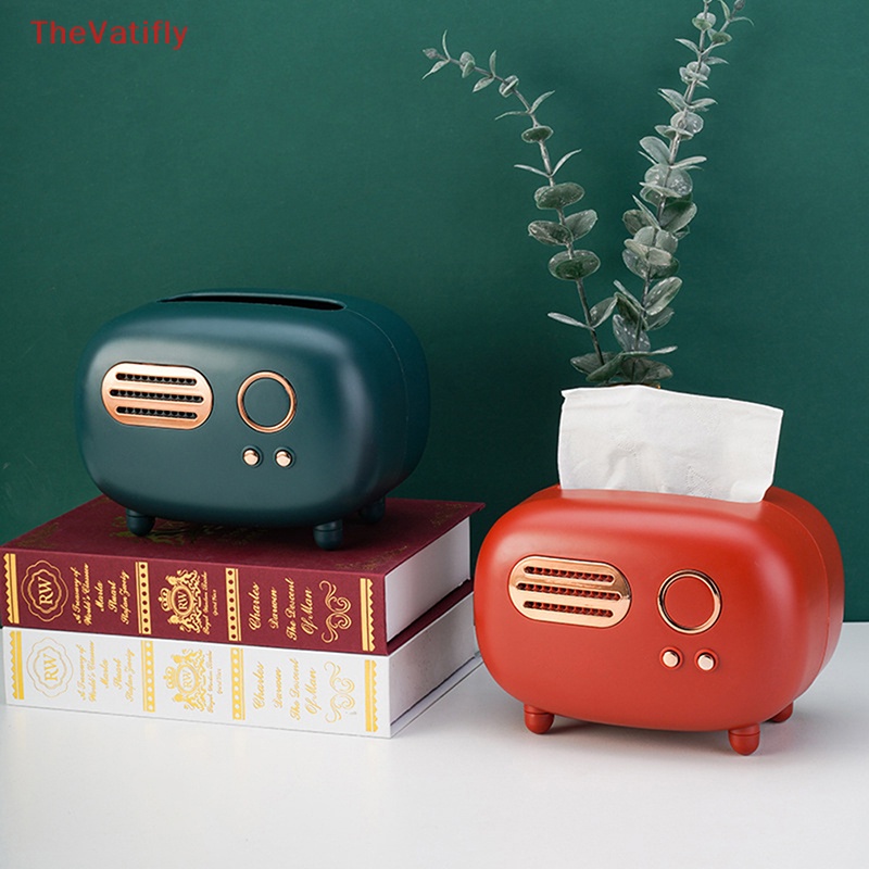 [Thevalifly] Giá Đỡ Hộp Khăn Giấy Hình Radio Cổ Điển Để Bàn Trang Trí HOT