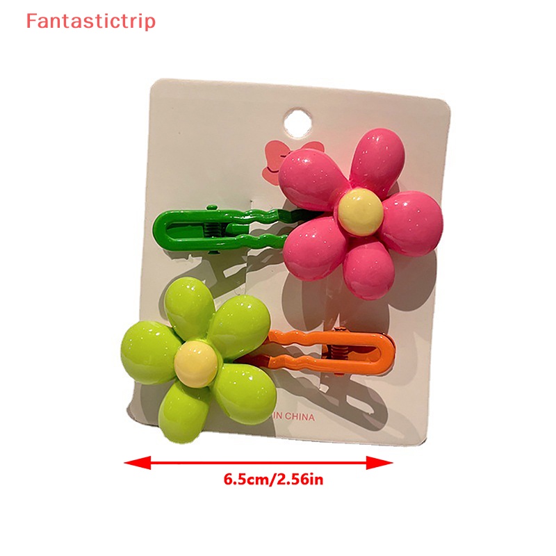 Set 2 Kẹp Tóc Hình Bông Hoa Xinh Xắn Cho Bé Gái Mới