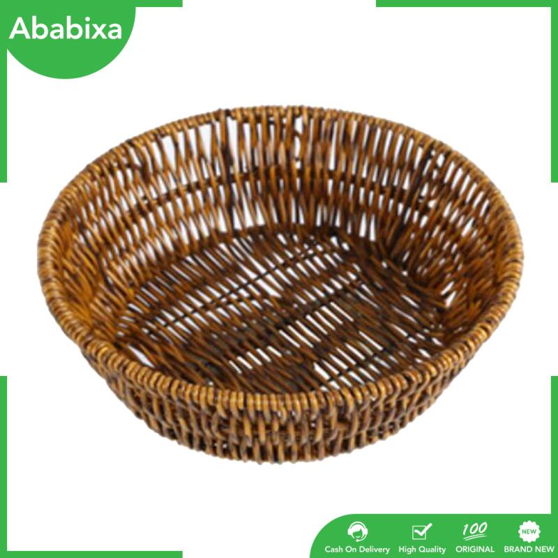 [Ababixa] Rổ Đựng Trái Cây / Rau Củ Bằng Nhựa PP Bện Mây Màu Nâu Để Bàn Phục Vụ Nhà Hàng