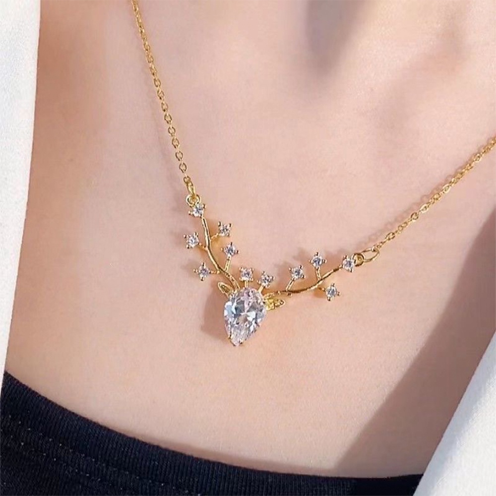 Vòng cổ Mặt Hình Hươu Đính Đá Zircon Thời Trang Cho Nữ