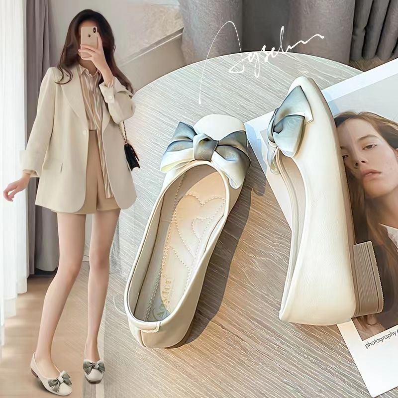 Giày Búp Bê Da Mềm Gót Thấp Thoải Mái Thời Trang Cho Nữ