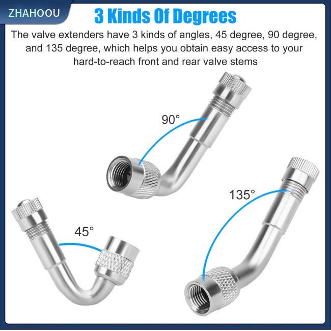 ☃Nhà Cửa☃ Set 6 Thanh Nối Dài Van Lốp Xe Máy / Xe Đạp 45 Độ / 90 Độ / 135 Độ