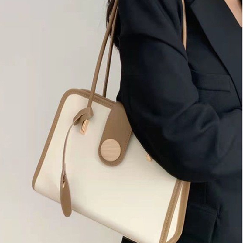Ielgy Túi Xách tote Cỡ Lớn Kết Cấu Nút Gỗ Chất Lượng Cao Cho Nữ