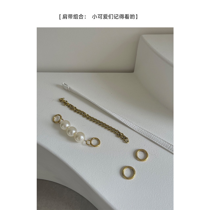 Túi Xách Vân Da Cá Sấu Phối Dây Xích Đính Ngọc Trai Phong Cách Retro Cao Cấp