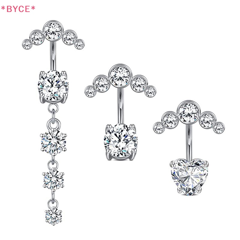 1 Bộ Khuyên Rốn Bằng Thép Không Gỉ Đính Đá Zircon Thời Trang Mới