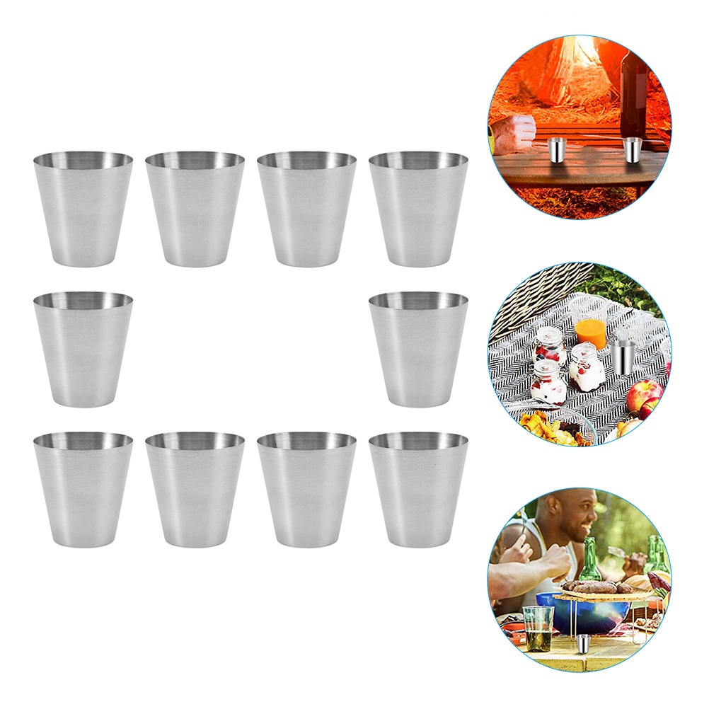 Bộ 10 Ly Uống Rượu Bằng Thép Không Gỉ Có Thể Xếp Chồng Lên Nhau