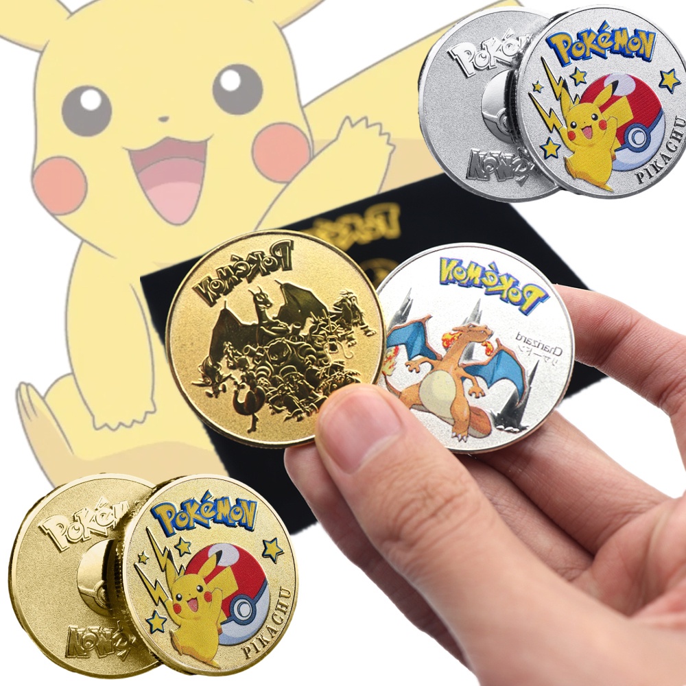 Đồng Xu Kỉ Niệm Mạ Vàng In Hình Pokemon Pikachu Đáng Yêu Cho Bé