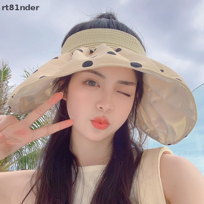 Nón Bucket Rộng Vành Chống Tia UV Họa Tiết Chấm Bi Có Thể Gấp Gọn Thời Trang Đi Biển Mùa Hè Cho Nữ