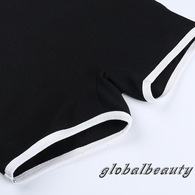 Bộ Áo Liền Quần Ngắn Cổ Chữ U Không Tay Màu Sắc Tương Phản Dành Cho Nữ