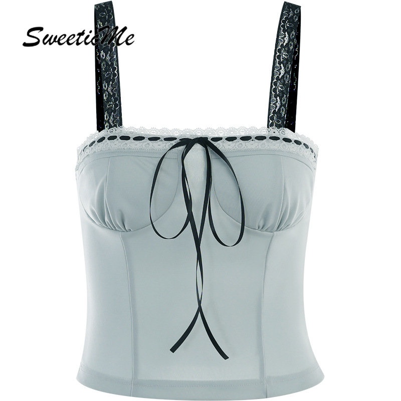 Áo Tank Top Hở Lưng Dáng Ôm Màu Tương Phản Thời Trang 2023 Quyến Rũ Cho Nữ