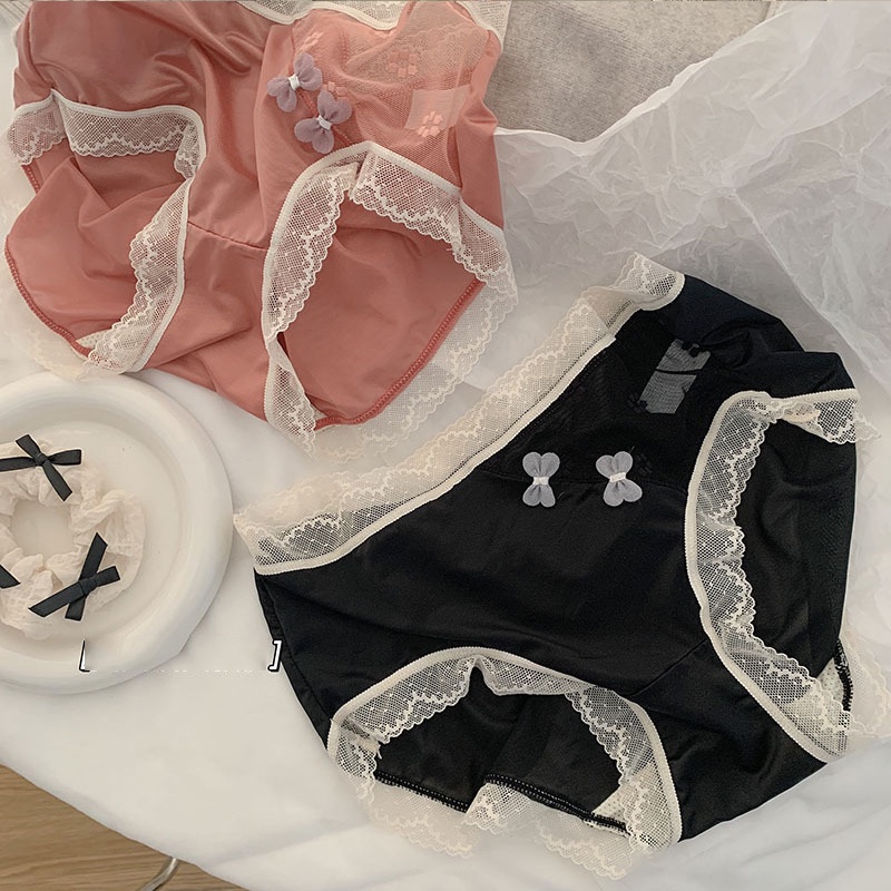 Take Talk Quần Lót Lụa Satin Viền Ren Thoáng Khí Thoải Mái Phong Cách Trung Hoa Cho Nữ