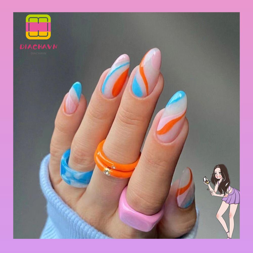 Set 24 Móng Tay Giả Tự Trang Trí Nghệ Thuật|Nhân Vật Pháp Thiết Kế Sống Động