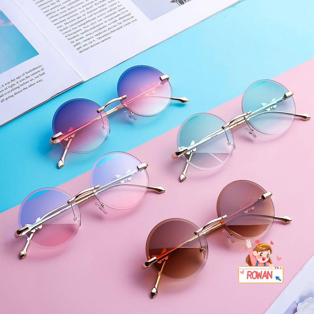 Kính Mát Gọng Tròn Họa Tiết Bướm Thời Trang Cho Nữ