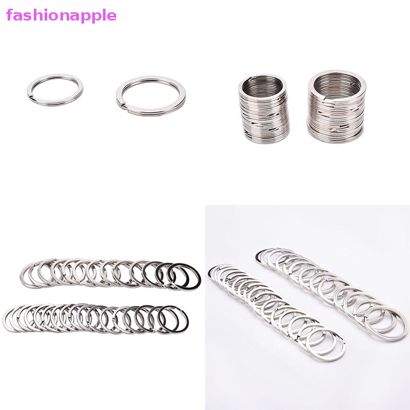 Set 100 Móc Khóa Tròn Bằng Thép Không Gỉ 2 Kích Cỡ