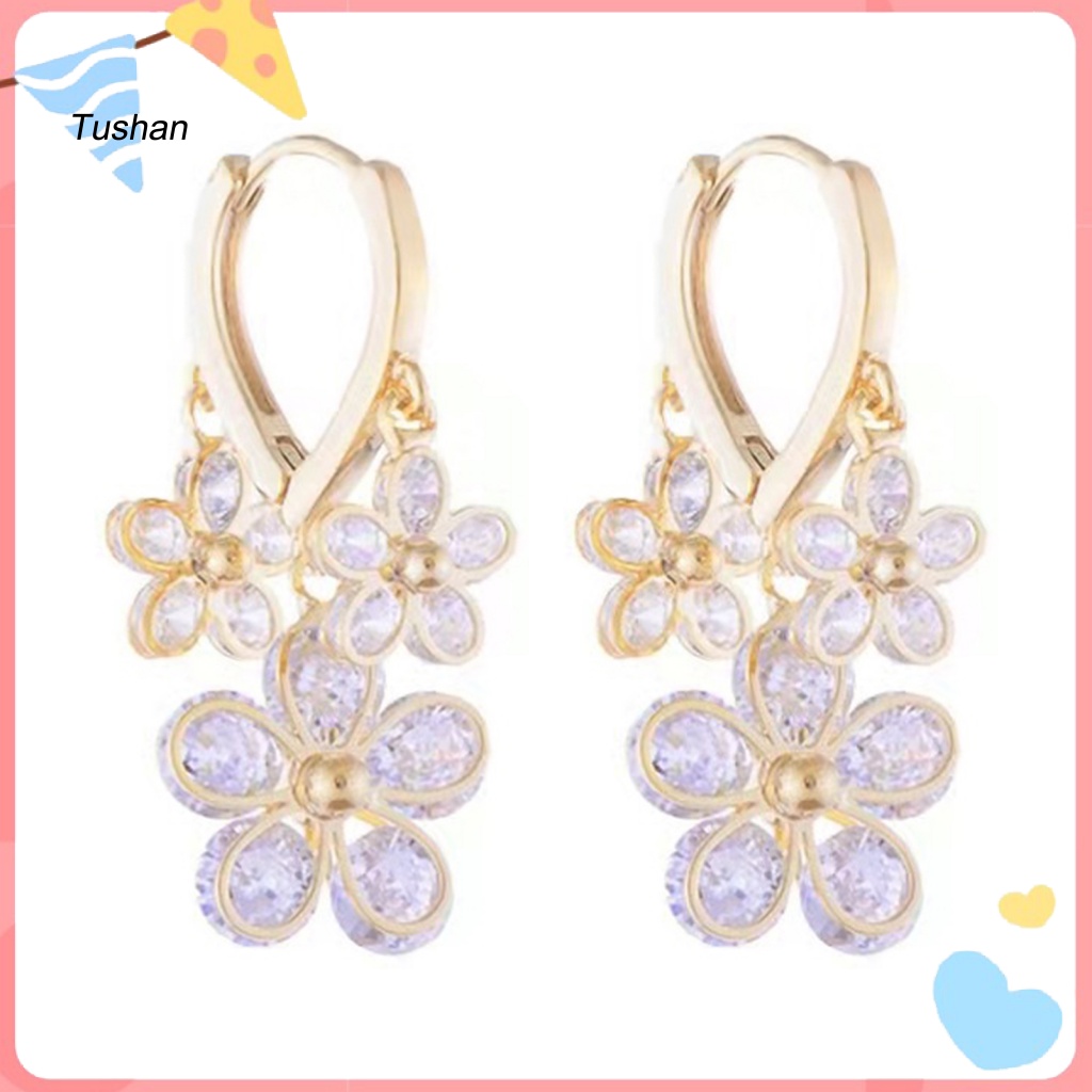 1 Đôi Bông Tai Tròn Đính Hoa Tua Rua Thời Trang