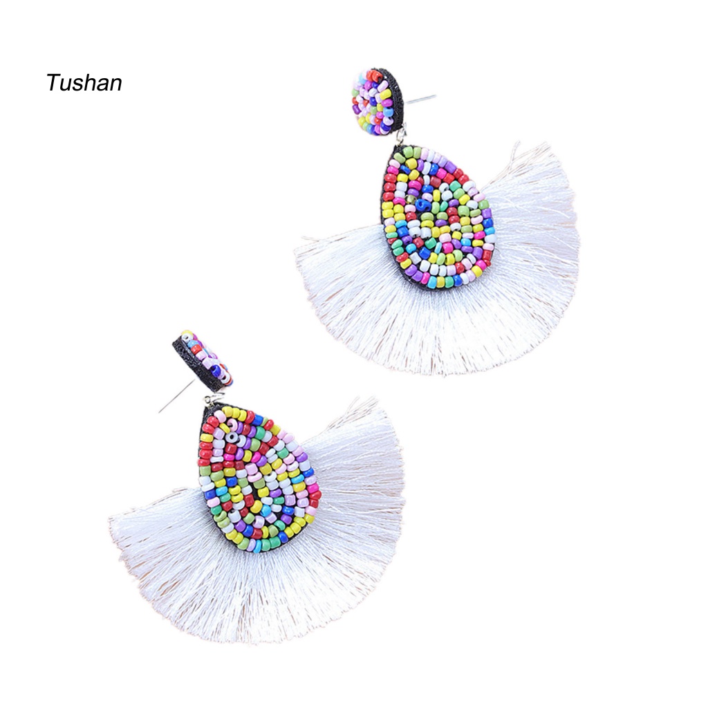 1 Đôi Bông Tai Hình Quạt Phong Cách Bohemia Trọng Lượng Nhẹ Dành Cho Nữ