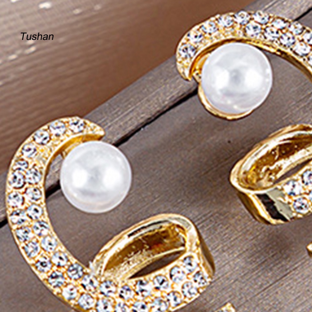 1 Đôi Bông Tai Hình Xoắn Ốc Đính Đá Lấp Lánh Thời Trang Hàng Ngày