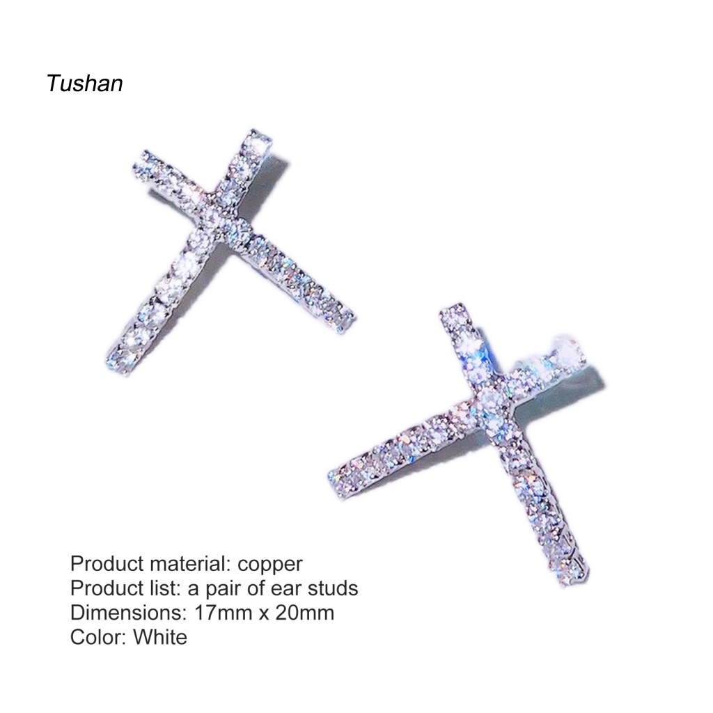 1 Đôi Bông Tai Chữ X Đính Đá Lấp Lánh Tinh Tế