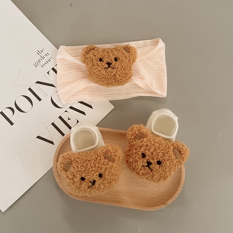 Set 2 Đôi Tất Cotton Mềm Mại Hình Gấu Đáng Yêu Cho Bé