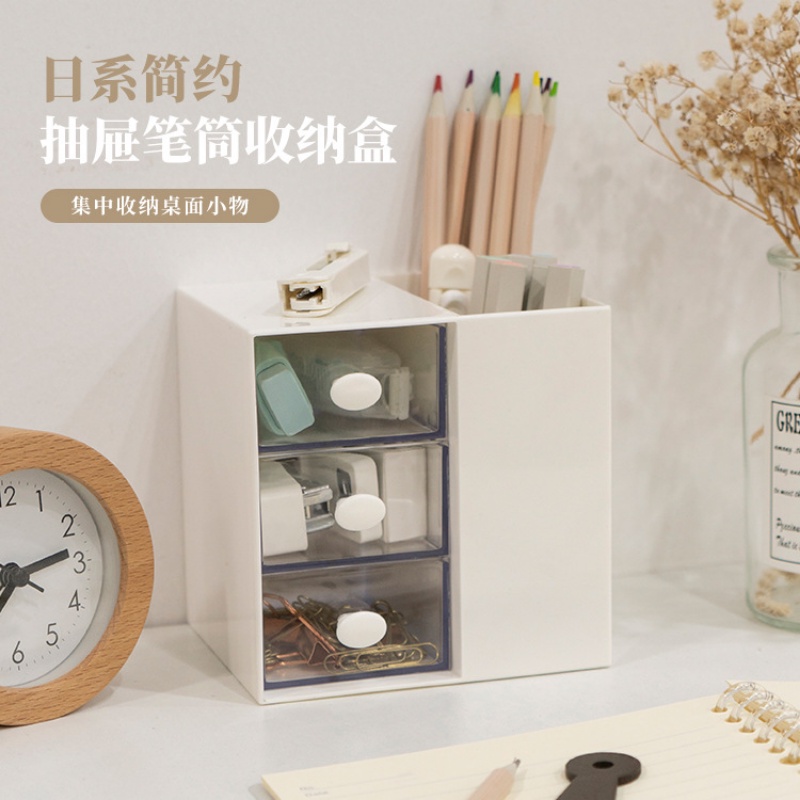 Hộp Đựng Bút Bằng Nhựa Hình Vuông Cỡ Lớn Đa Năng Họa Tiết Hoạt Hình Dễ Thương